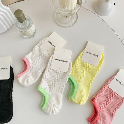 Color Block Sweet Simple Low Ankle Socks