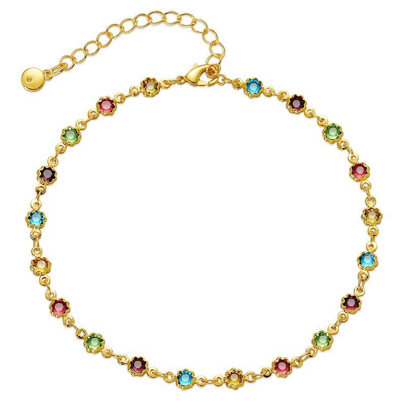 Colorful Zircon Simple Chain Anklets