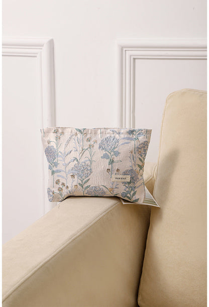 Cute Flower Textured Embroidery Makeup Bag