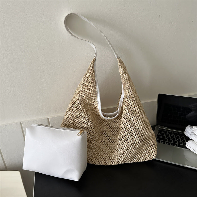 Casual Hollow Out Woven Shoulder Bag