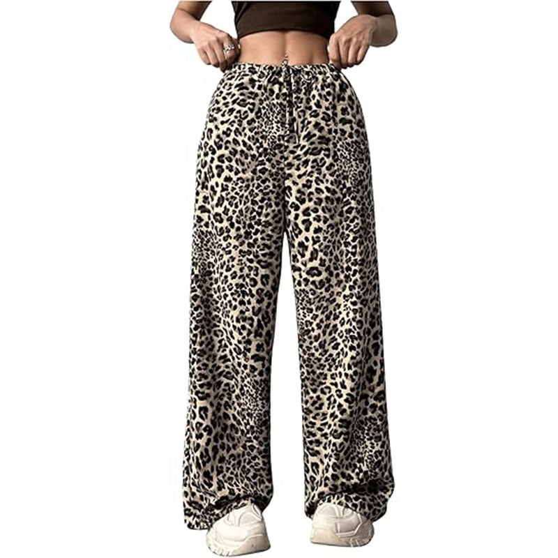 Leopard Low Waist Casual Straight Pants