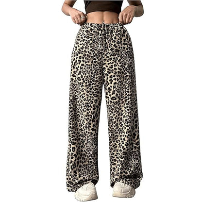 Leopard Low Waist Casual Straight Pants