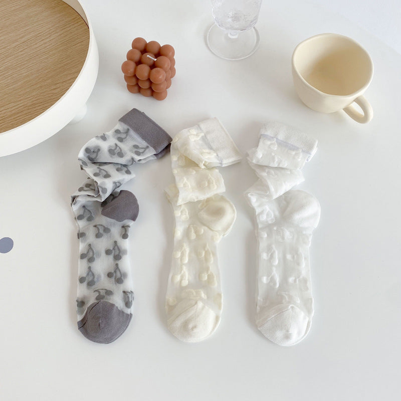 Cherry Color Block Summer Thin Socks