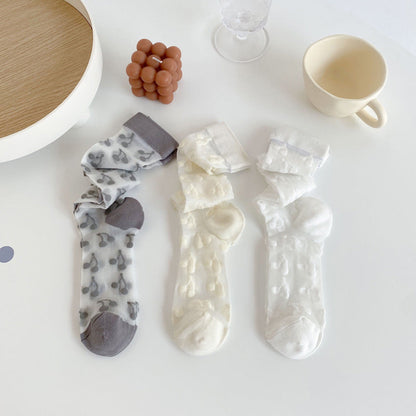 Cherry Color Block Summer Thin Socks