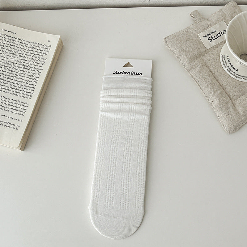 Solid Color Cotton Hollow Crew Maternity Socks