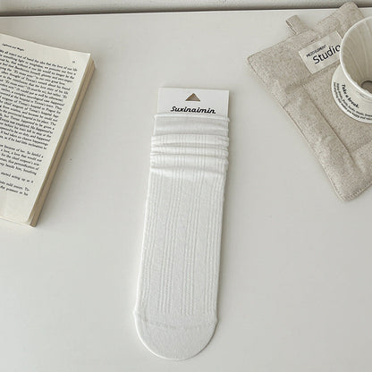 Solid Color Cotton Hollow Crew Maternity Socks