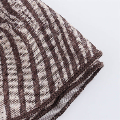 Vintage Striped Print Layered Halter Mini Dress