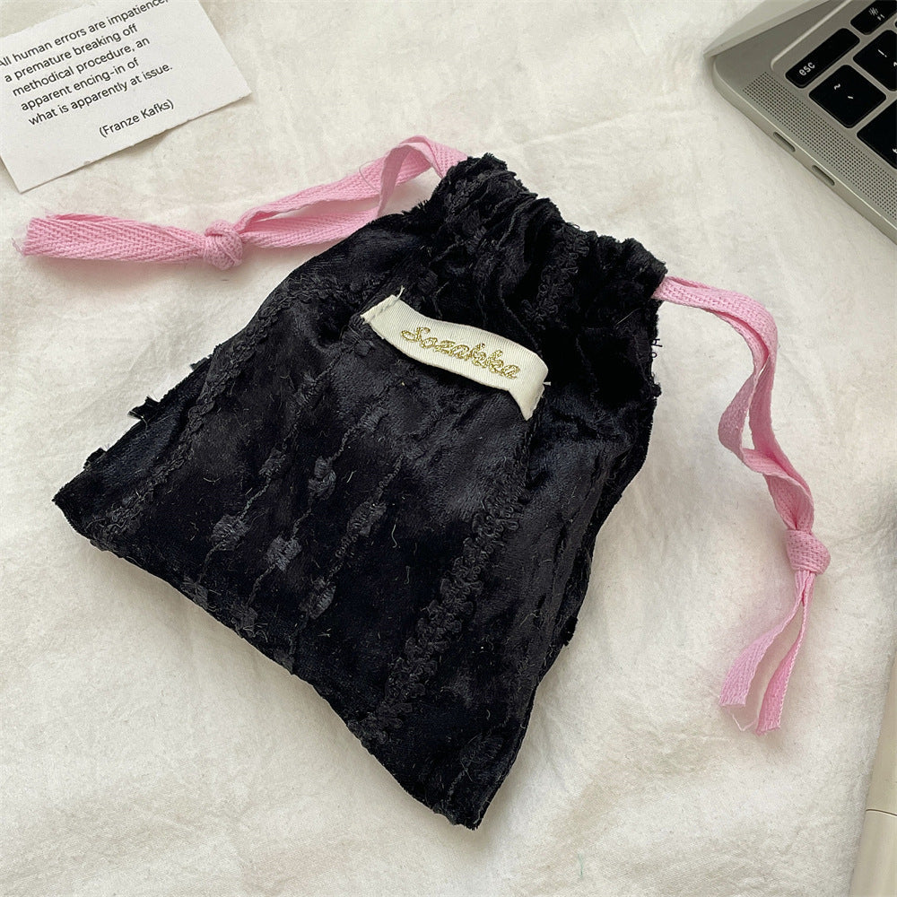 Simple Velvet Drawstring Mini Make Up Bag