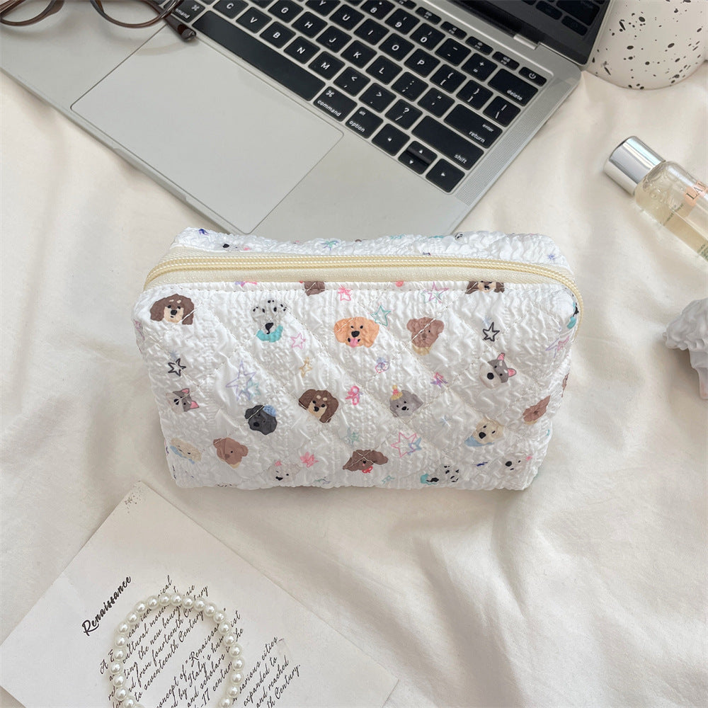 Cute Cartoon Print Flower Print Make Up Bag