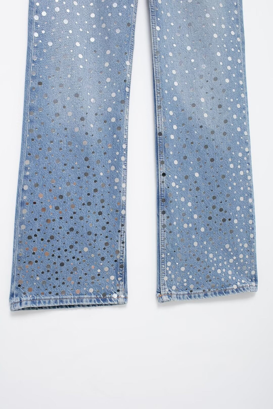 Versatile Sequin Wide Leg Denim Pants
