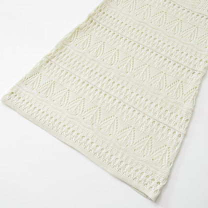 Jacquard Mesh Knit Sleeveless Mini Dresses