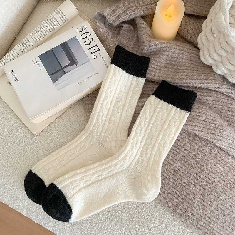 Color Block Twist Warm Thicken Socks