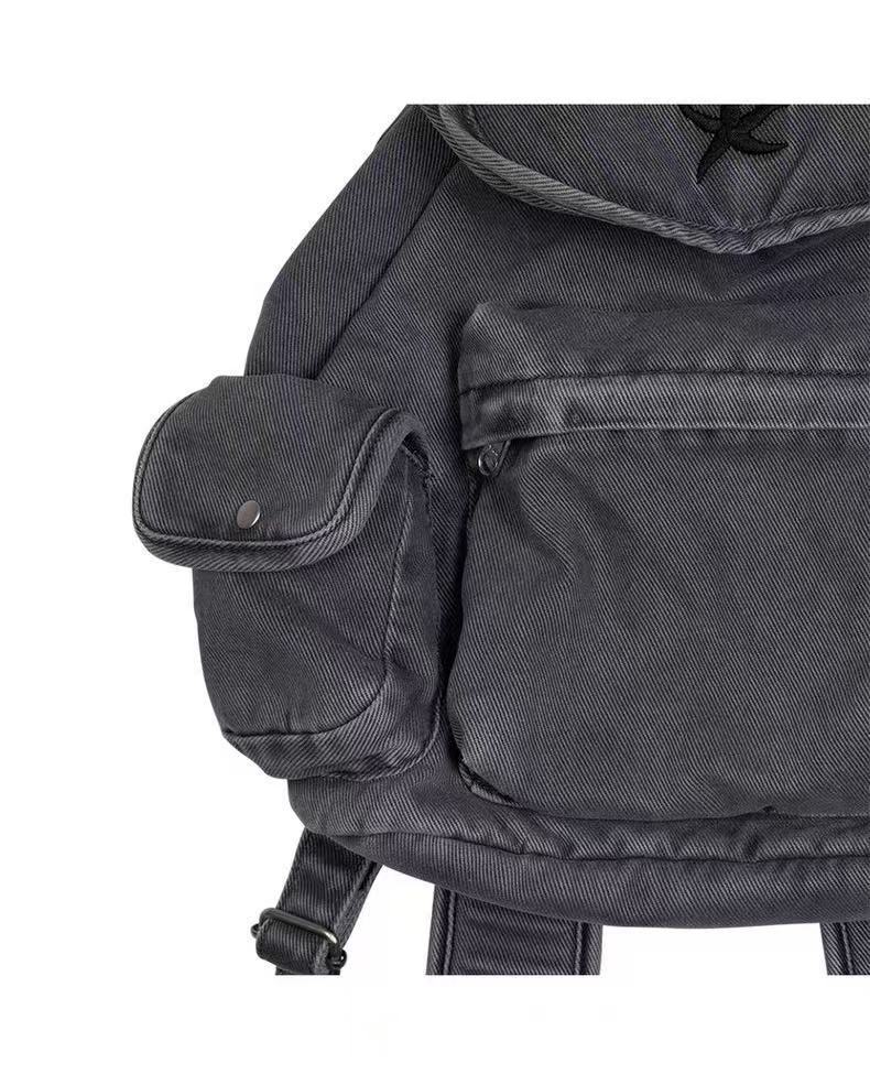 Denim Washed Multiple Pockets Portable Backpack