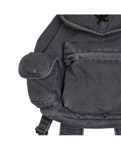 Denim Washed Multiple Pockets Portable Backpack