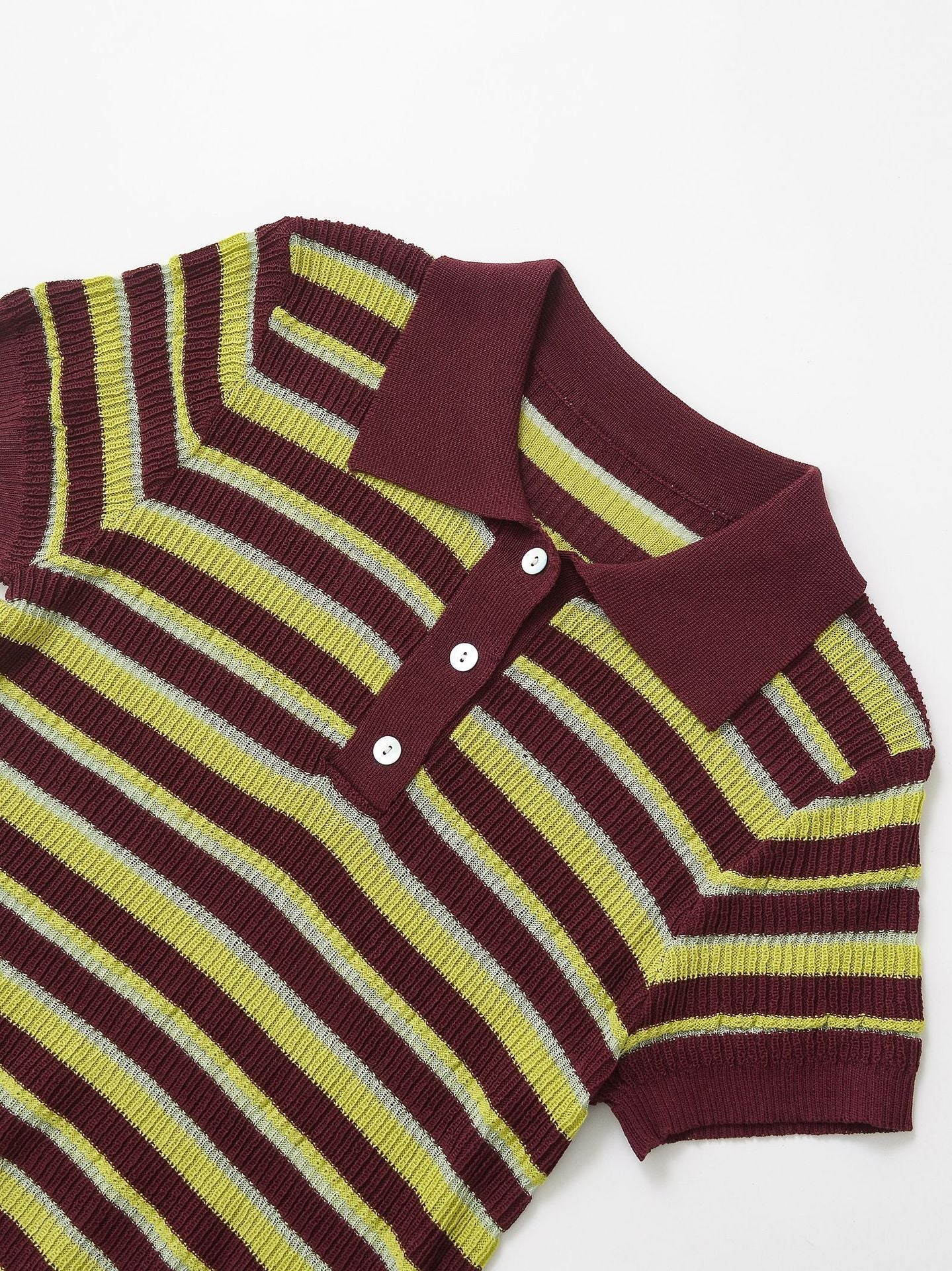 Color Block Striped Short Sleeve Knit Top