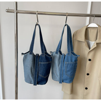 2+ Contrast Color Splice Demin Shoulder bags