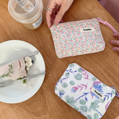 Simple Flower Print Mini Make Up Bag