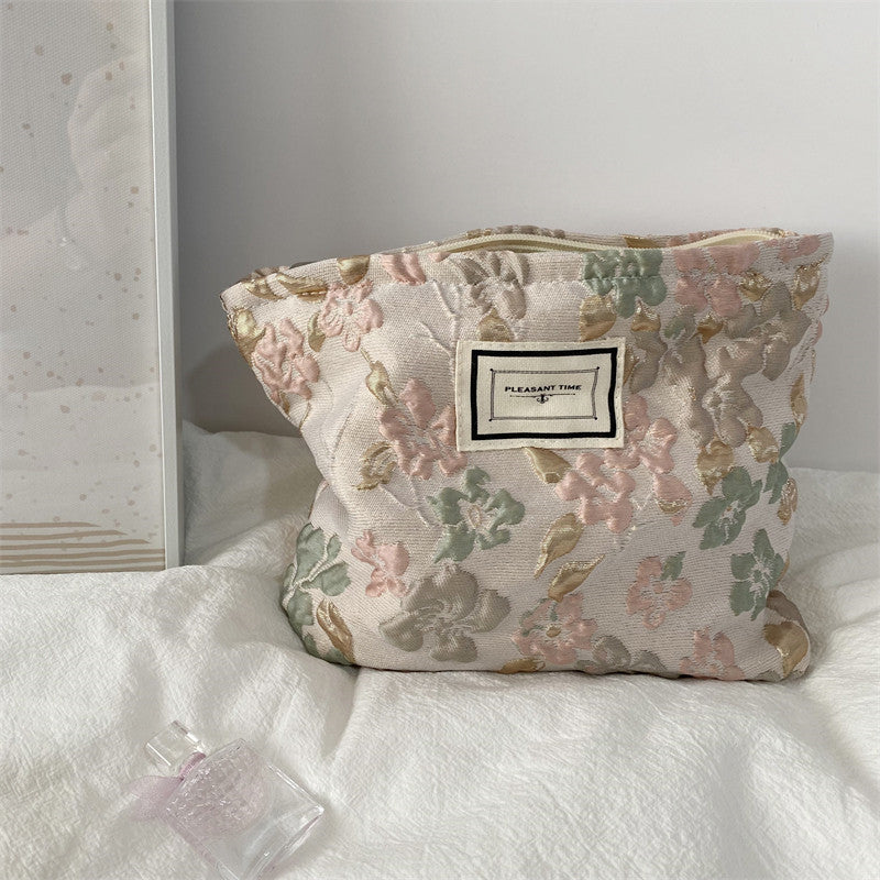 Flower Print Sweet Large Capacity Make Up Bag