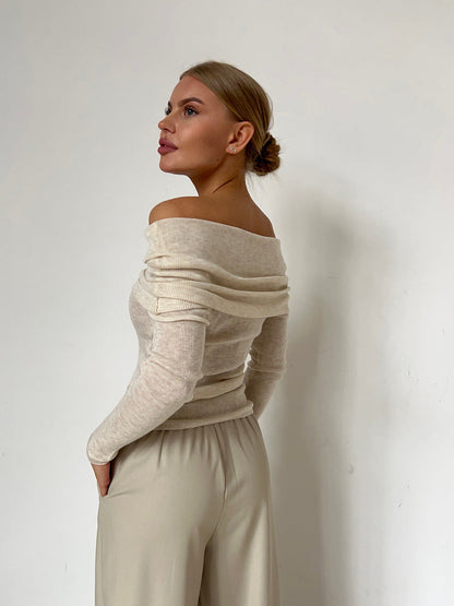 Off Shoulder Sexy Solid Color Knit Top