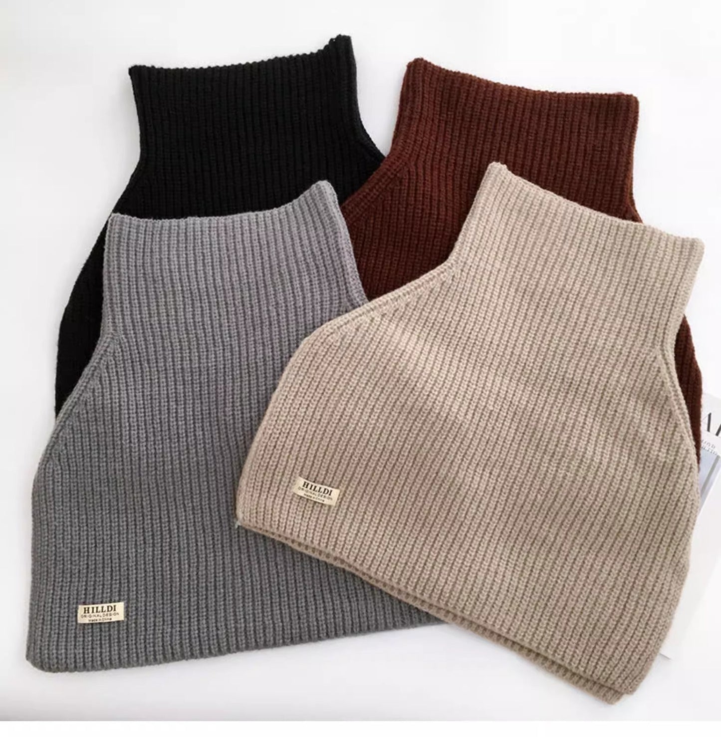 Solid Color Pullover High Neck Knitted Scarf