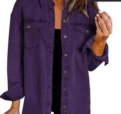 Trendy Washed Long Sleeve Frayed Hem Jacket