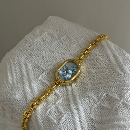 Vintage Gold Oval Bracelet Quartz Watch