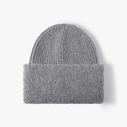Solid Color Knit Hat High Flap Beanie