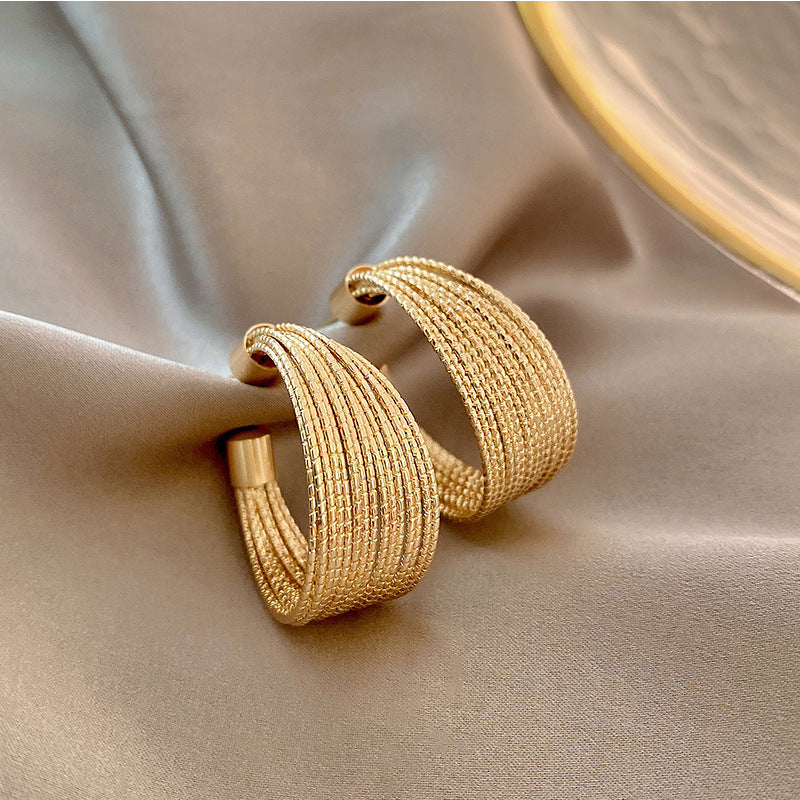 Luxurious Chunky Textured Gold Hoop Earrings