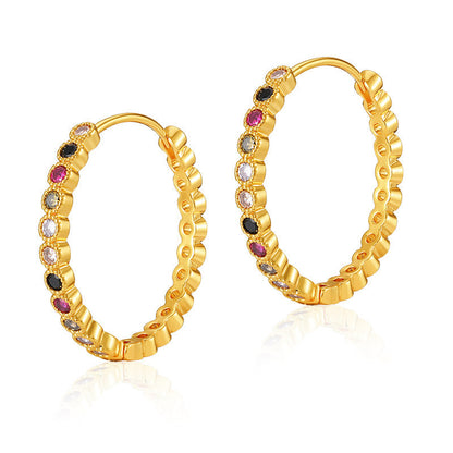 Simple Design Brass Plated Gold Hoop Earrings