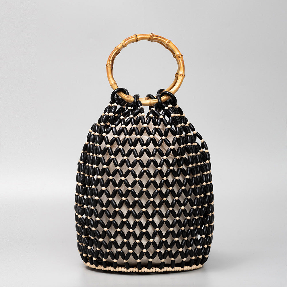 Handmade Wooden Bead Bucket Bag