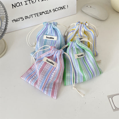 Striped Drawstring Coin Purses Wallets
