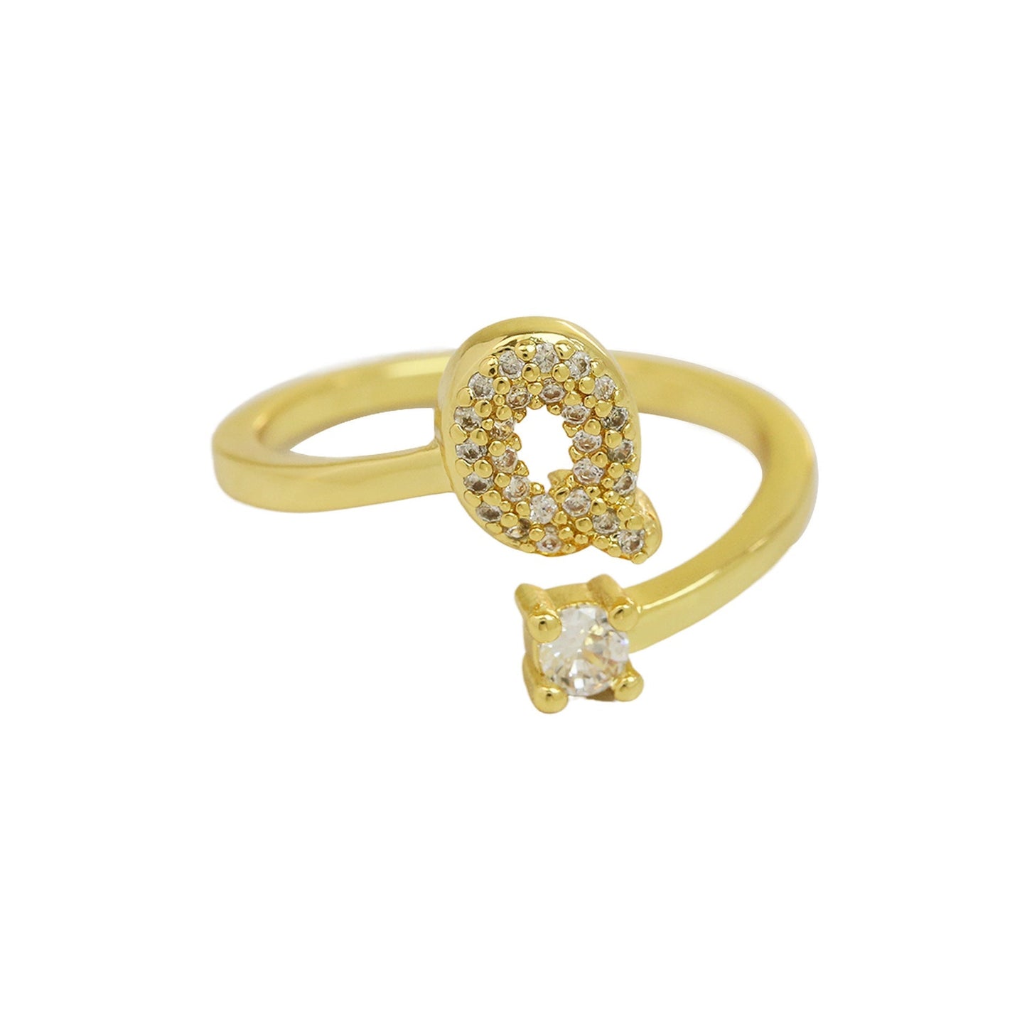 Letters A–Z Sparkling Zircon Adjustable Ring