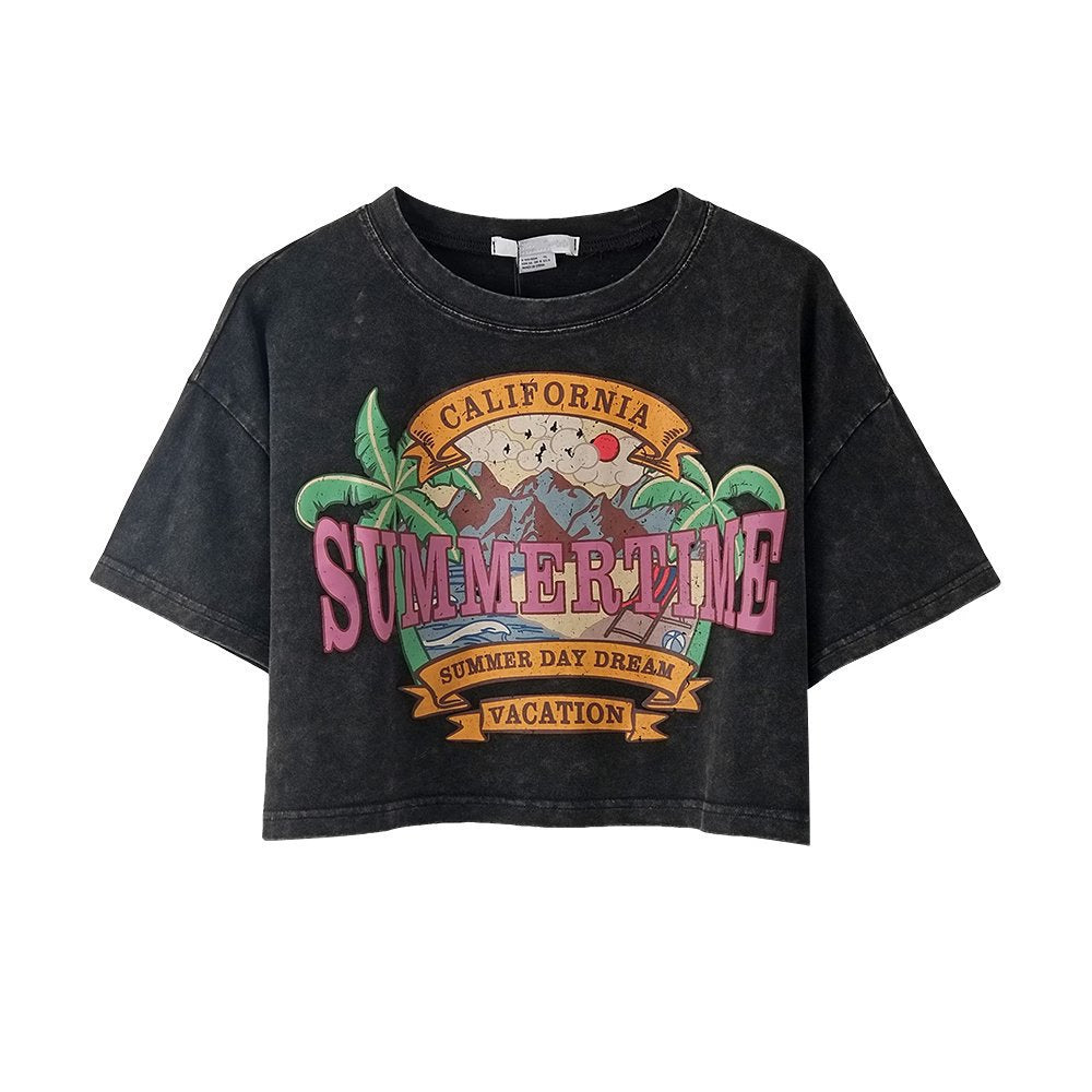 Vintage Distressed Printed Crew Neck T-Shirt