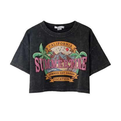 Vintage Distressed Printed Crew Neck T-Shirt