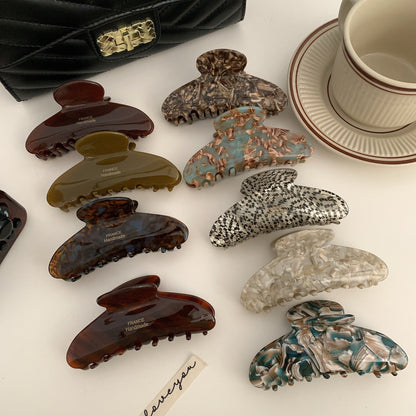 Floral Caramel Polka Dot Claw Clip