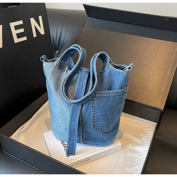 2+ Contrast Color Splice Demin Shoulder bags