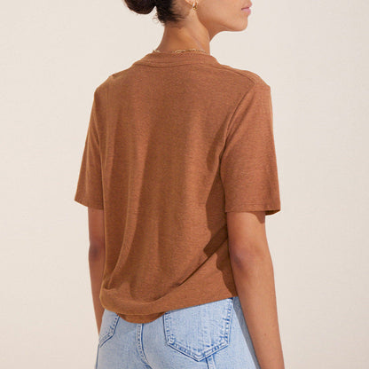 Solid Color Deep V-Neck Loose T-Shirt