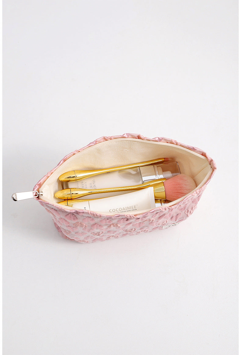 Love Jacquard Color Block Portable Cosmetic Bag