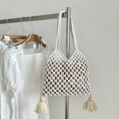 Tassel Hollow Braided Shoulder Bag