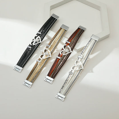 Hollow Out Love Zircon Layered Bracelets