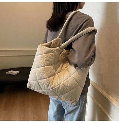 Solid Color Large Capacity Puffer Handbag
