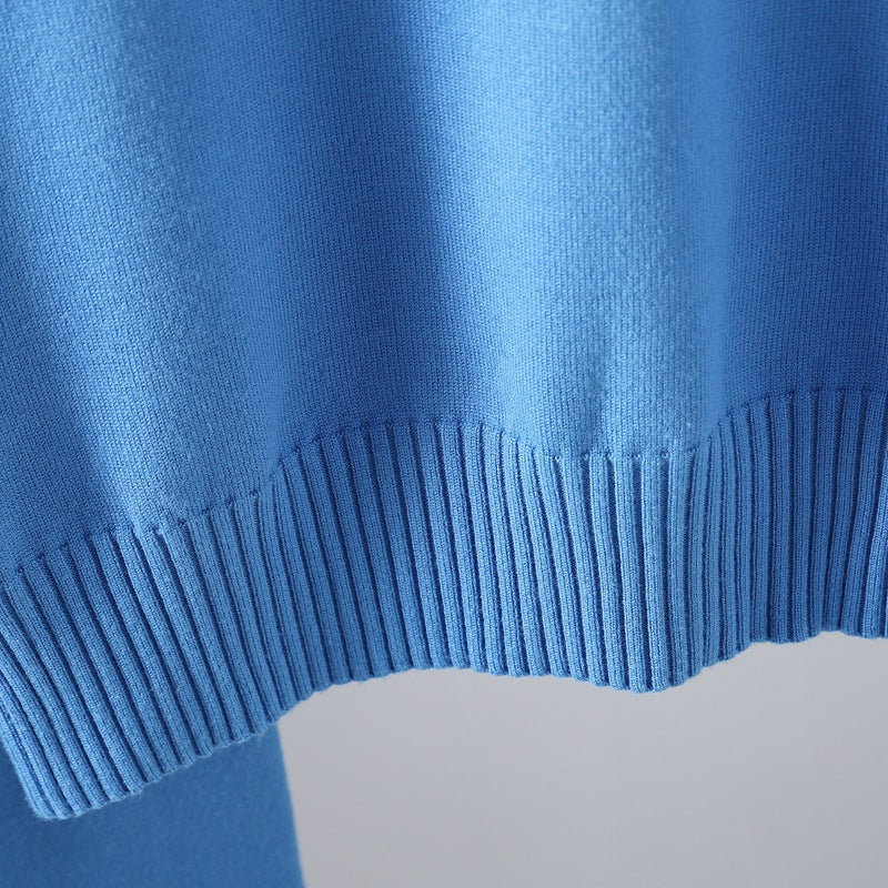 2+Solid Color High Collar Knit Sets