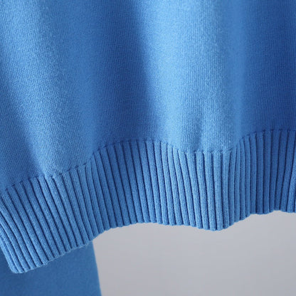 2+Solid Color High Collar Knit Sets