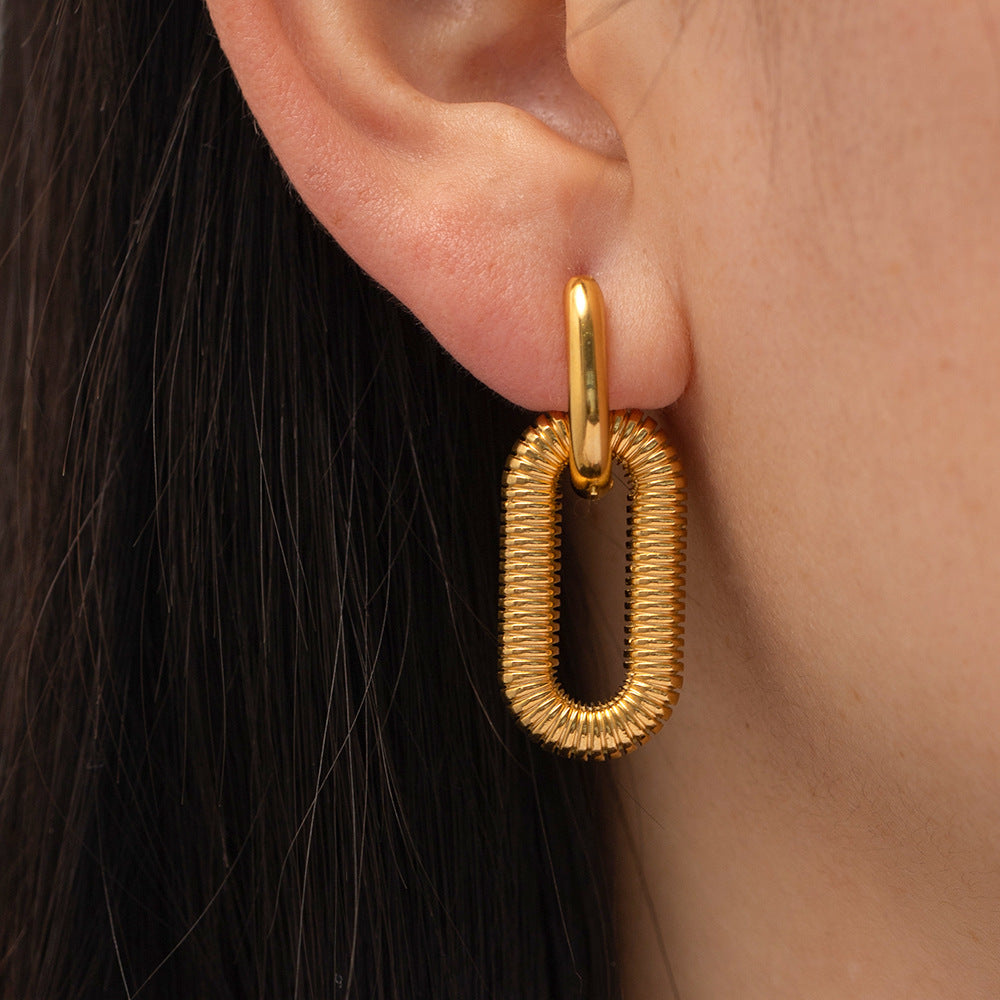 Gold Plated Stainless Steel Chain Hoop Earrings