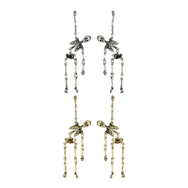 Punk Gothic Skeleton Skull Halloween Dangle Earrings
