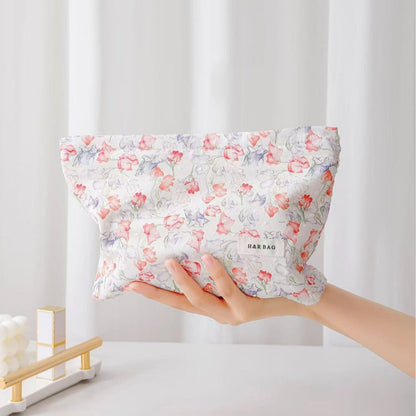 Cute Flower Printed Cotton Makeup Bag