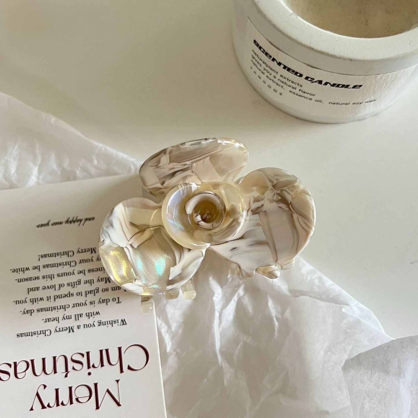 Cute Color Block Camellia Acetate Hair Claw