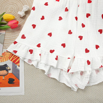 Love Print Flounce Sexy Sleepwear Sets