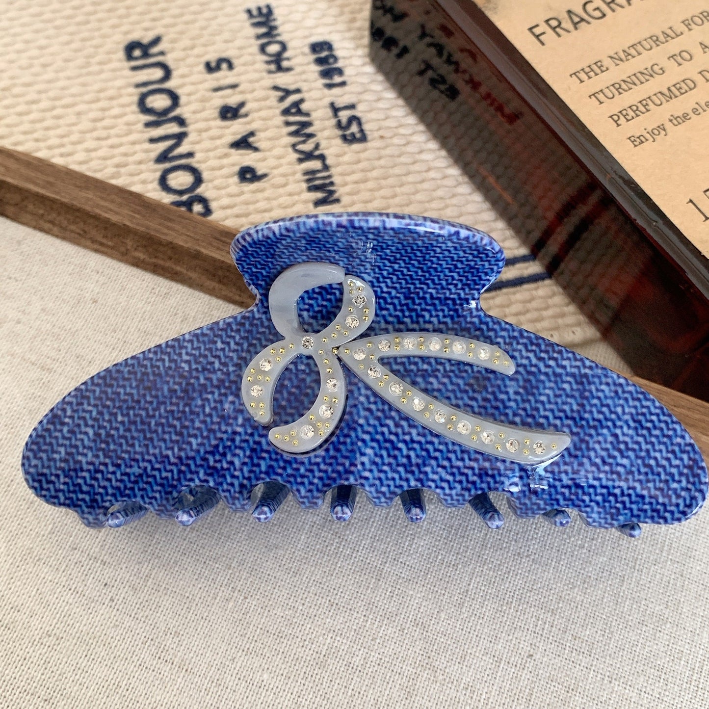 Simple Blue Geometric Acetate Hair Claw