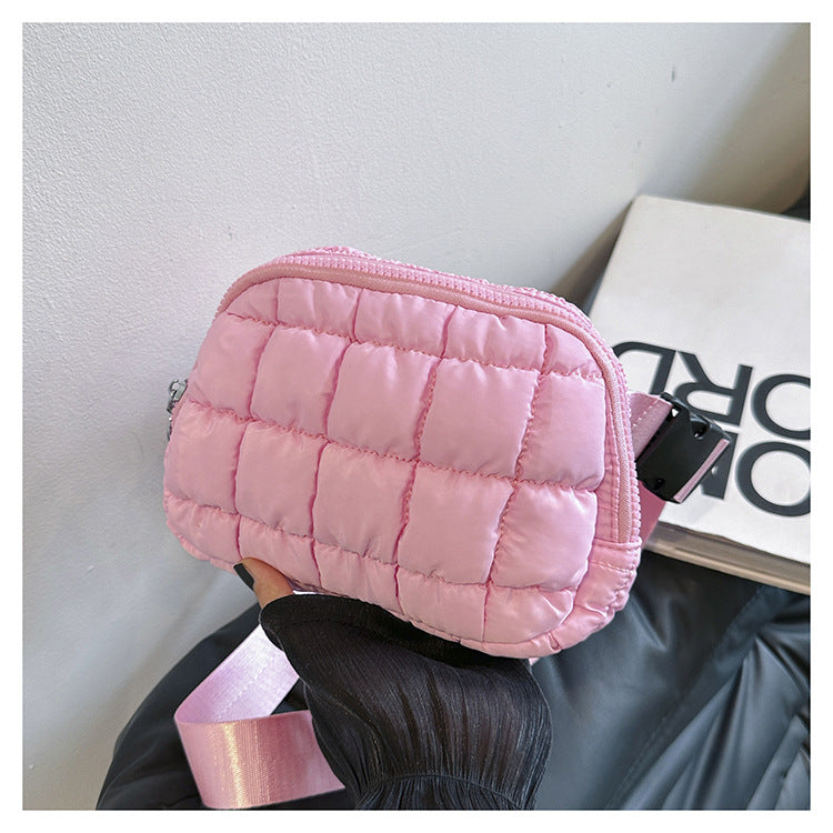 Candy Color Plaid Waist Bag Casual Chest Bag